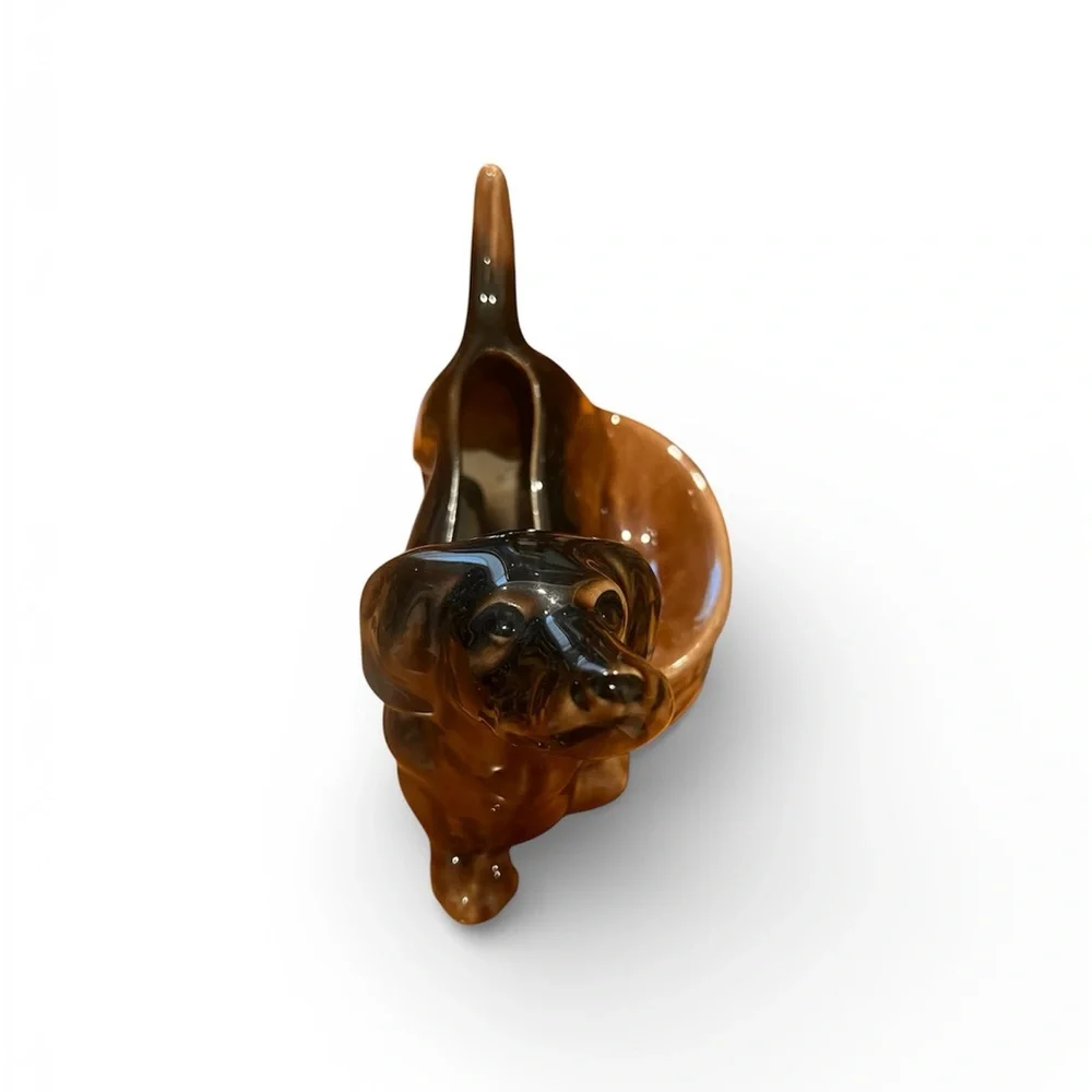 MCM Table Decor, Dachshund Wiener Dog Trinket Dish / Vintage Ceramic Dog.